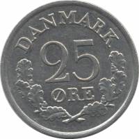 (№1960km850) Монета Дания 1960 год 25 Oslash;re (С сердца)