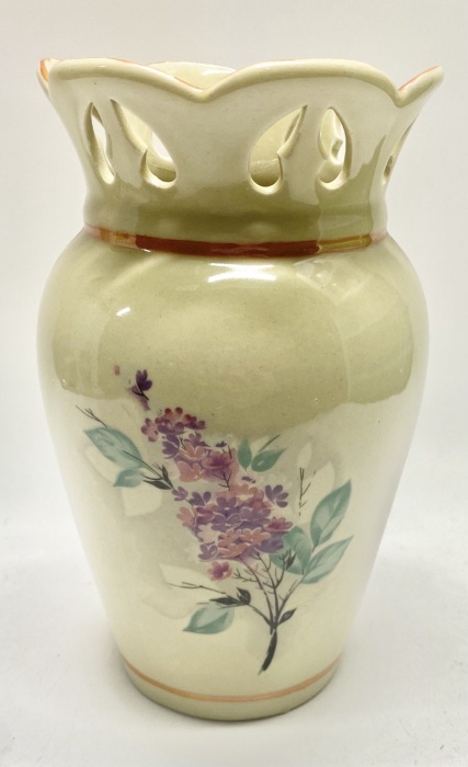 Ваза обливная керамика Сирень склейка см фото 