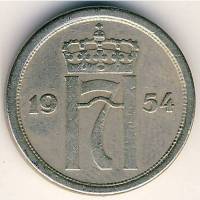 (№1952km401) Монета Норвегия 1952 год 25 Oslash;re