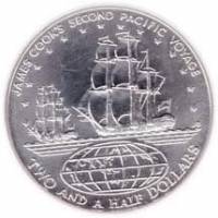 (№1973km9) Монета Острова Кука 1973 год 2frac12; Dollars (Капитан Кук)