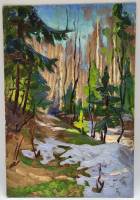 Картина Тулаев В. Н. 1977 г. Лесной пейзаж № 2 масло картон 35х24 см