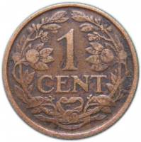 () Монета Нидерланды (Голландия) 1913 год 1 цент   Бронза  UNC