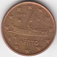 (2009) Монета Греция 2009 год 1 цент   Сталь, покрытая медью  VF