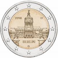 (020) Монета Германия (ФРГ) 2018 год 2 евро "Берлин" Двор G Биметалл  UNC