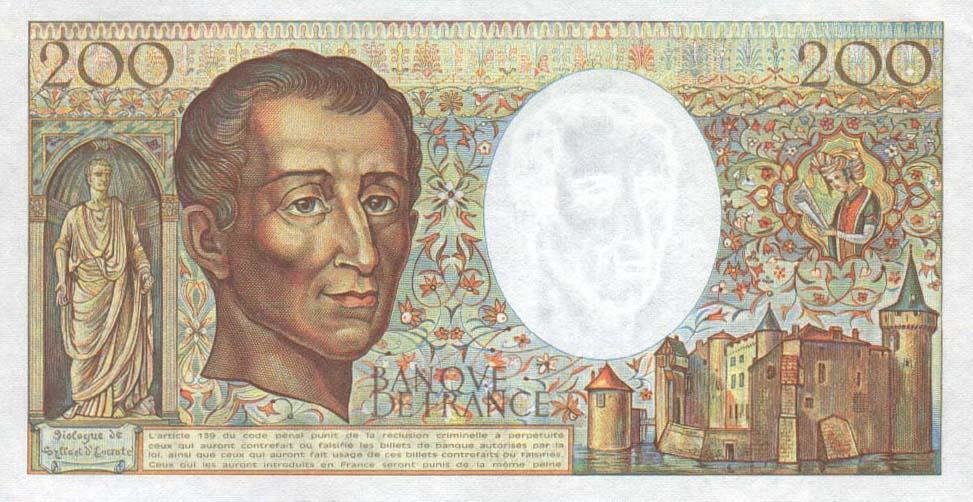 (№1983P-155a.3) Банкнота Франция 1983 год &quot;200 Francs&quot; (Подписи: P)