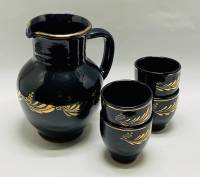 Кувшин + 4 стакана керамика, Кобальт позолота