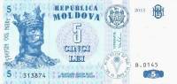 (,) Банкнота Молдова 2013 год 5 лей "Стефан III Великий"   UNC