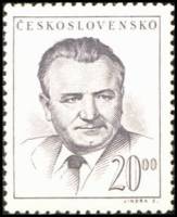 (1948-027) Марка Чехословакия "К. Готвальд (Голубая)"    52 годовщина рождения Клемента Готвальда II