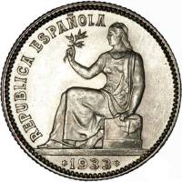 () Монета Испания 1933 год 1  ""   Биметалл (Серебро - Ниобиум)  UNC