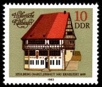 (1983-013) Марка Германия (ГДР) "Штольберг (1482)"    Городские ратуши III O
