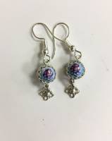 Серьги "Финифть", серебрение (сост. на фото)