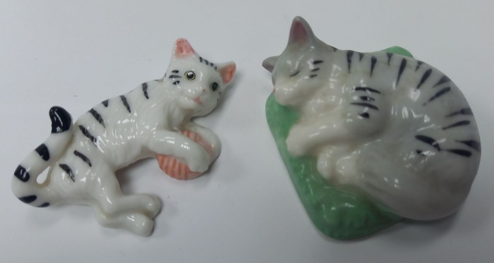 Набор фигурок &quot;Коты лежат&quot;, керамика, 2 шт. (сост. на фото)