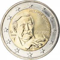 (019) Монета Германия (ФРГ) 2018 год 2 евро "Гельмут Шмидт" Двор A Биметалл  UNC