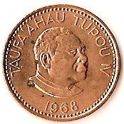 () Монета Тонга 1968 год 2  ""   Алюминиево-Никелево-Бронзовый сплав (Al-Ni-Br)  UNC