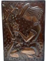 Панно настенное "Девушка с виноградом", чеканка, 42,5*29,5 см., СССР (сост. на фото)