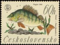 (1966-020) Марка Чехословакия "Окунь"    Чемпионат мира по рыбалке II Θ