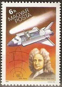 (1986-006) Марка Венгрия &quot;Шатл Атлантис США&quot;    Комета Галлея II Θ