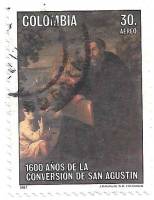 (№1987-1697) Марка Колумбия 1987 год "1600-летия обращения Святого Августина", Гашеная