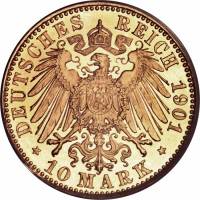 (№1896km25 (Фридрих I)) Монета Германия (Фридрих I) 1896 год 10 Mark (Фридрих I)