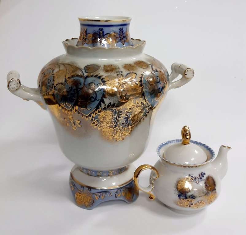 Самовар &quot;Пчелка&quot;, Коростенский фарфор. завод, автор Трегубова, клеймо, СССР, небольшой ремонт
