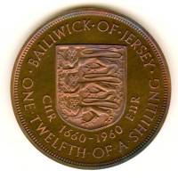 (1960) Монета Остров Джерси 1960 год 1/12 шиллинга "Карл II. 300 лет коронации"  Медь Медь  UNC