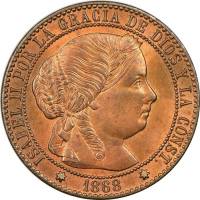 (№1867km633.5) Монета Испания 1867 год 1 Ceacute;ntimo (де Эскудо, Севилья)