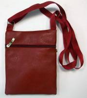 Сумка мужская с ремнем, Кожзам, 4 отделения, Молнии + 2 клепки, Красная