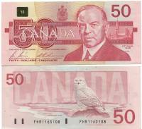 (1988) Банкнота Канада 1988 год 50 долларов "Макензи Кинг" Бонин-Тиссен  UNC