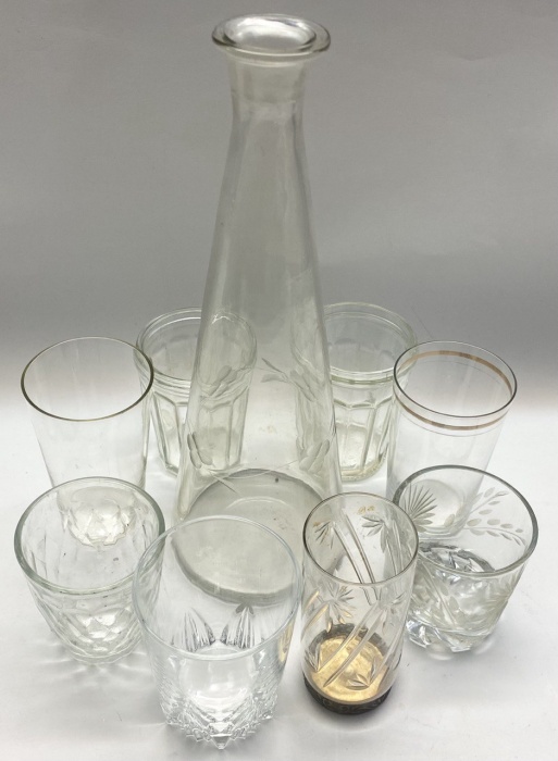 Графин + 7 стаканов стекло хрусталь