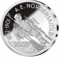 (2007) Монета Финляндия 2007 год 10 евро "Нильс Адольф Эрик Норденшельд"  Серебро Ag 925  PROOF