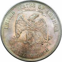 (1876s, без дополн. ягод под когтем) Монета США 1876 год 1 доллар   Серебро Ag 900  XF
