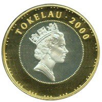 () Монета Токелау 2000 год 5  ""   Биметалл (Серебро - Золото)  UNC