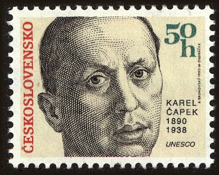 (1990-003) Марка Чехословакия "К. Чапек"    Личности III &Theta;