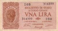  Банкнота Италия 23.11.1944 год 1     UNC