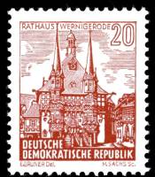 (1961-031) Марка Германия (ГДР) "Ратуша, Вернигероде"    Ланшафты II O