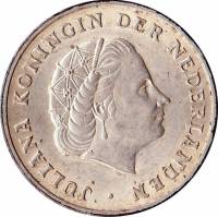 (1952) Монета Нидерландские Антильские острова 1952 год 1 гульден "Королева Юлиана"  Серебро Ag 720 