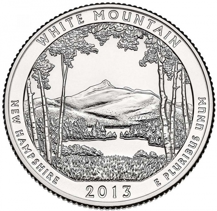 016d Монета США 2013 год 25 центов Белые горы  Медь-Никель  UNC