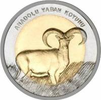 (2015) Монета Турция 2015 год 1 лира "Баран"  Биметалл  UNC