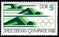 (1988-053) Марка Германия (ГДР) "Плавание"    Летние ОИ 1988, Сеул II Θ