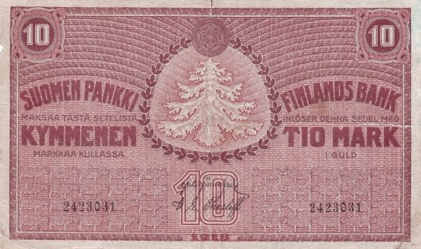 (,) Банкнота Финляндия 1918 год 10 марок    UNC
