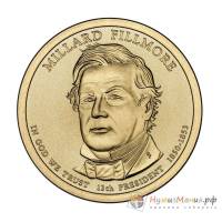 (13d) Монета США 2010 год 1 доллар "Миллард Филлмор" 2010 год Латунь  VF