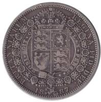(1887) Монета Великобритания 1887 год 1/2 кроны "Королева Виктория"  Серебро Ag 925  VF