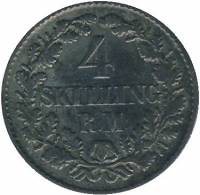 (№1854km758.1) Монета Дания 1854 год 4 Skilling (Rigsmontskilling)