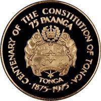 (№1975km55) Монета Тонга 1975 год 75 Pa#039;anga (Конституцию Сентенниал - королевы Салоте Тупоу III