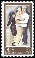 (1988-084) Марка Германия (ГДР) "Семья"    Макс Лингнер II Θ