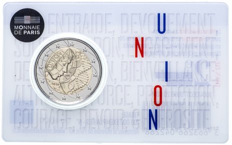 (2020 union) Монета Франция 2020 год 2 евро &quot;Медицинские исследования&quot;  Биметалл  Coincard