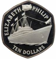 (2007) Монета Каймановы острова 2007 год 10 долларов "Яхта Британия"  Серебро Ag 925  PROOF
