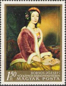 (1967-029) Марка Венгрия "Дама в меховой куртке"    Картины из Национальной галереи Будапешта III &Theta;