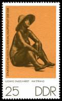 (1976-039) Марка Германия (ГДР) "На пляже"    Музейные экспонаты III Θ