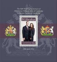 (№2016-125) Блок марок Гибралтар 2016 год "Пятую годовщину Уильяма и Кейт", Гашеный